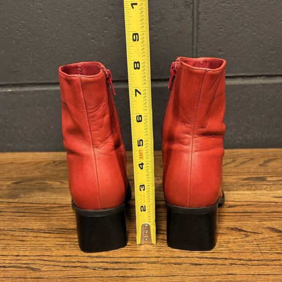 90s Y2K Vintage Naturalizer chunky Red Leather Square Toe Ankle Boots Women’s 6 - Picture 4 of 8